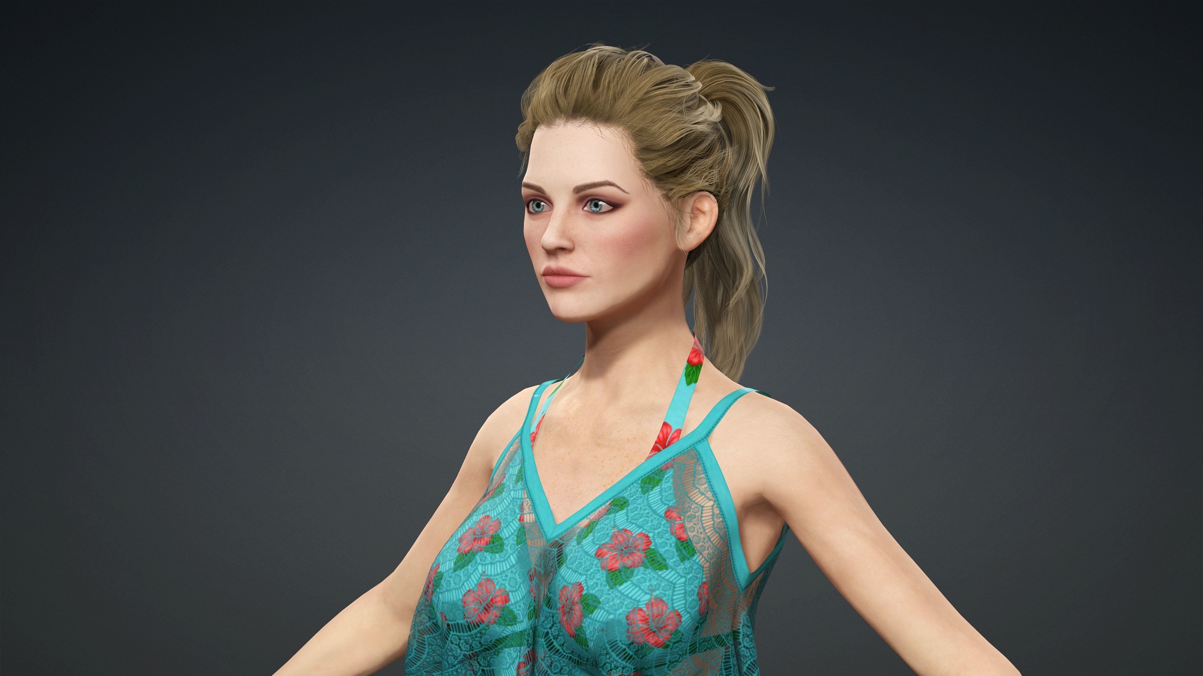 Sexy Character - Fully Rigged 3D model Low-poly 3D model_4