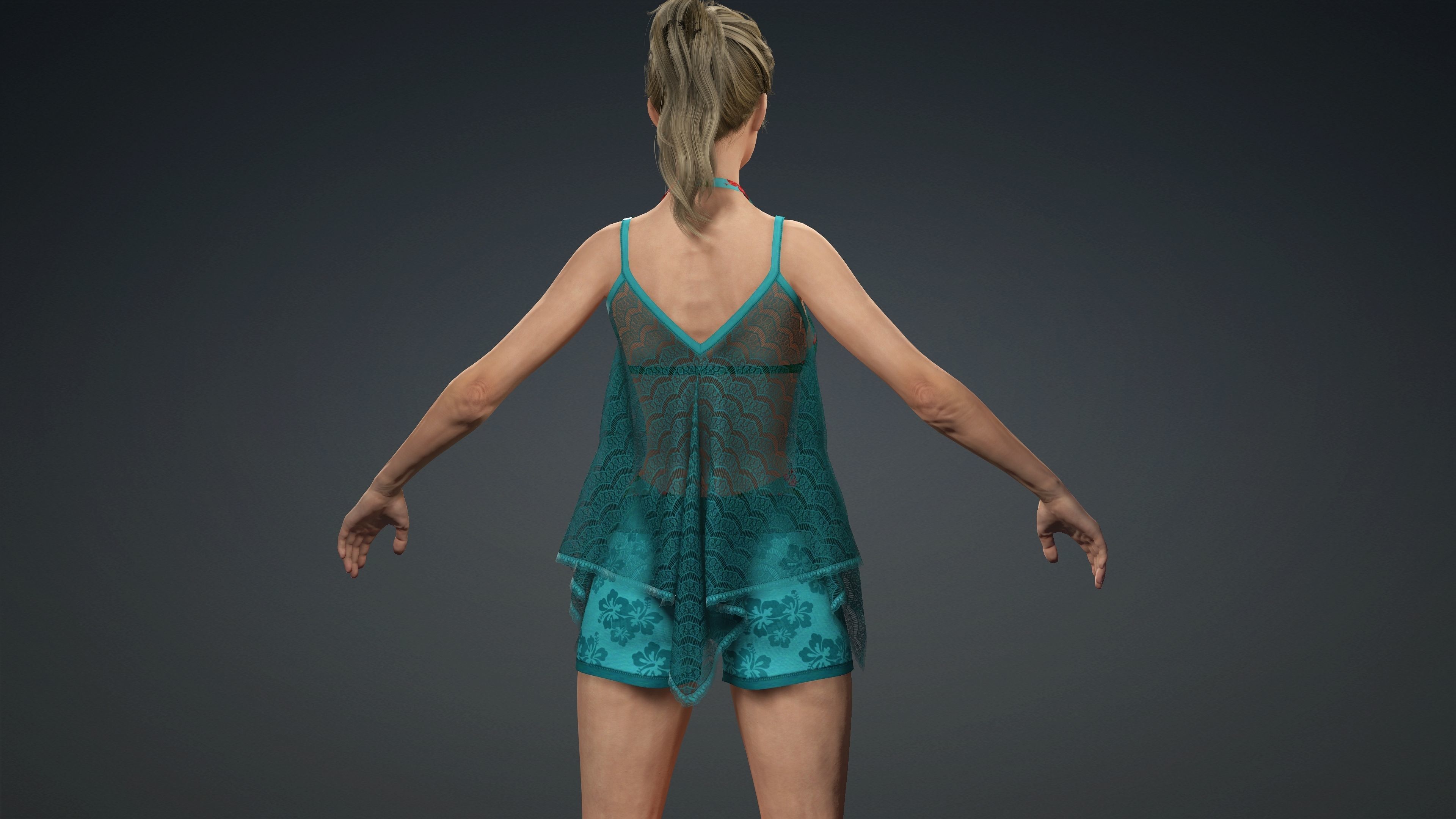 Sexy Character - Fully Rigged 3D model Low-poly 3D model_6