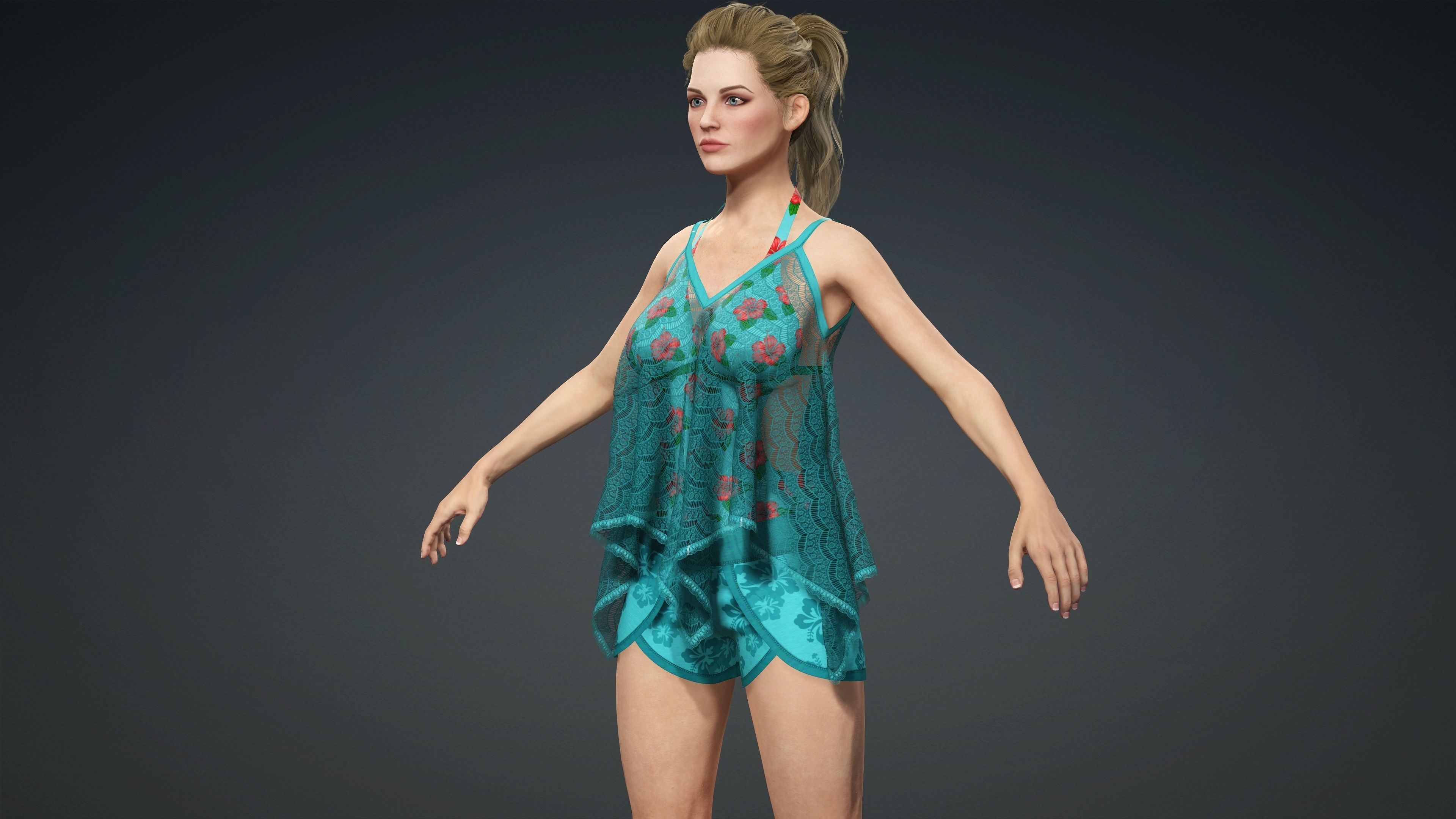 Sexy Character - Fully Rigged 3D model Low-poly 3D model_5