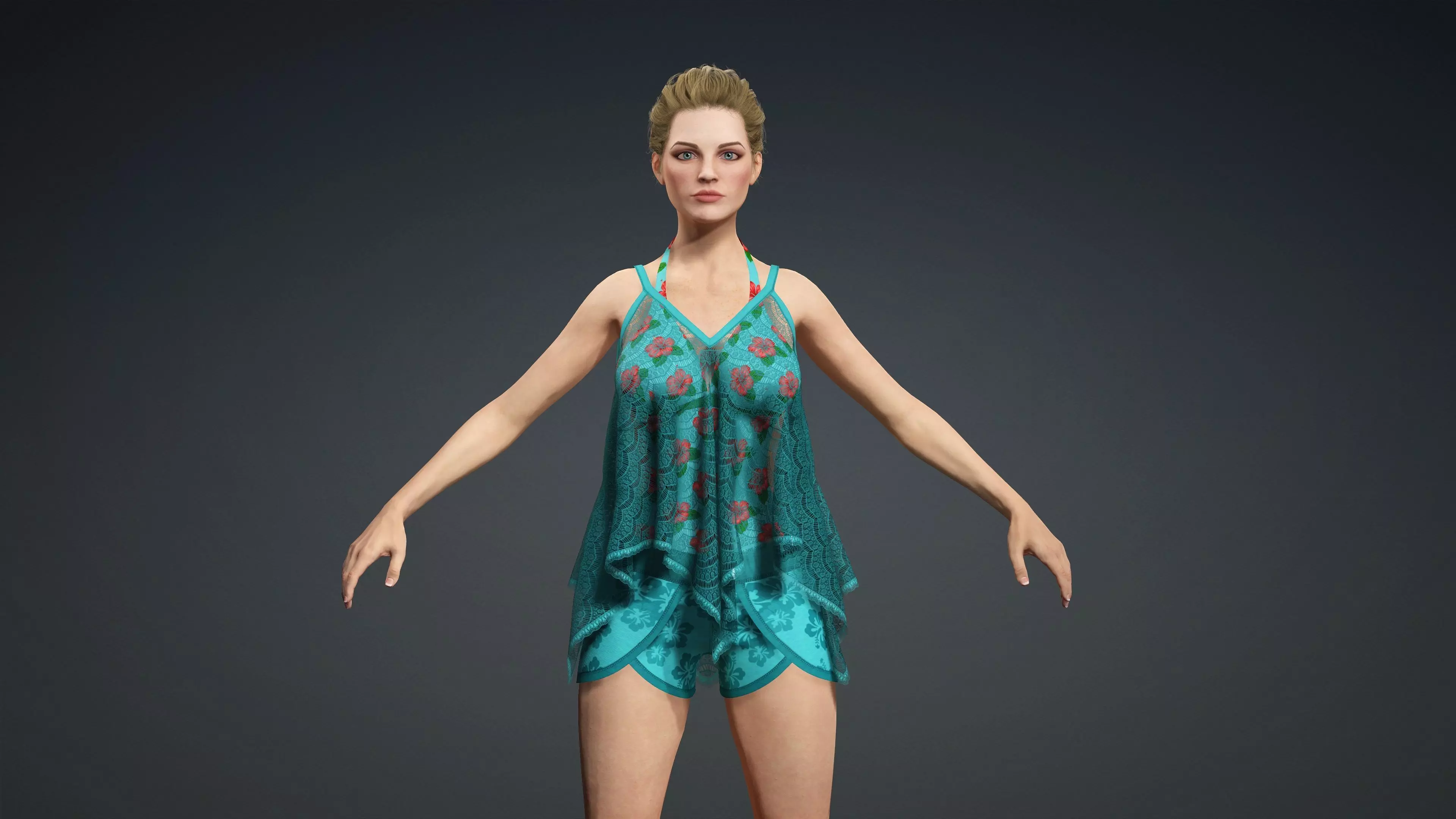 Sexy Character - Fully Rigged 3D model Low-poly 3D model_0