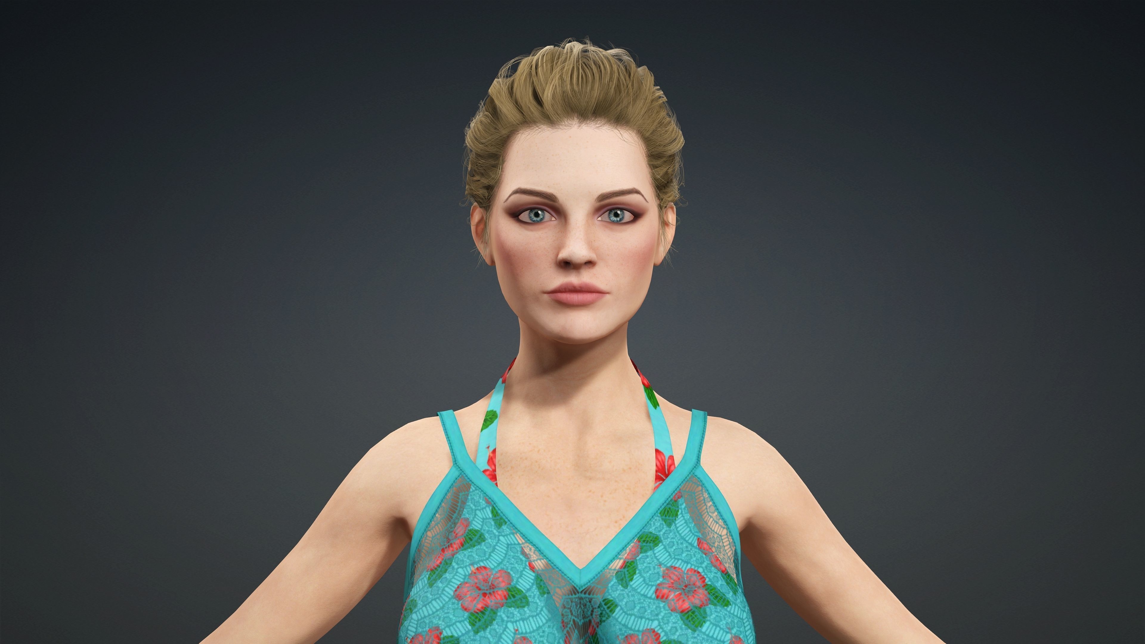 Sexy Character - Fully Rigged 3D model Low-poly 3D model_2