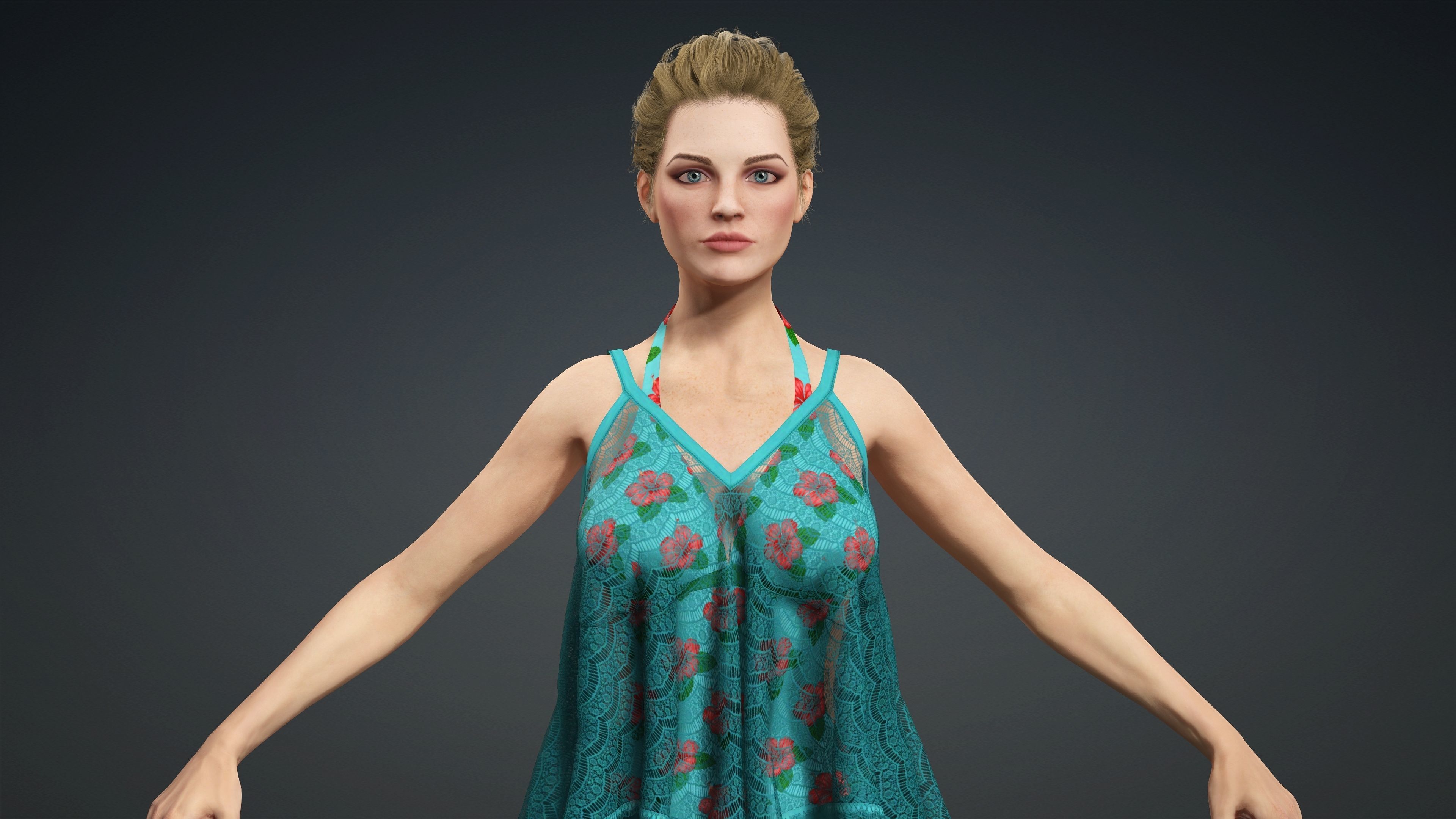 Sexy Character - Fully Rigged 3D model Low-poly 3D model_1