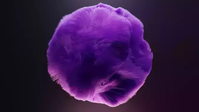 Fuzzy Violet Sphere - Realistic Particle Hair Simulation
