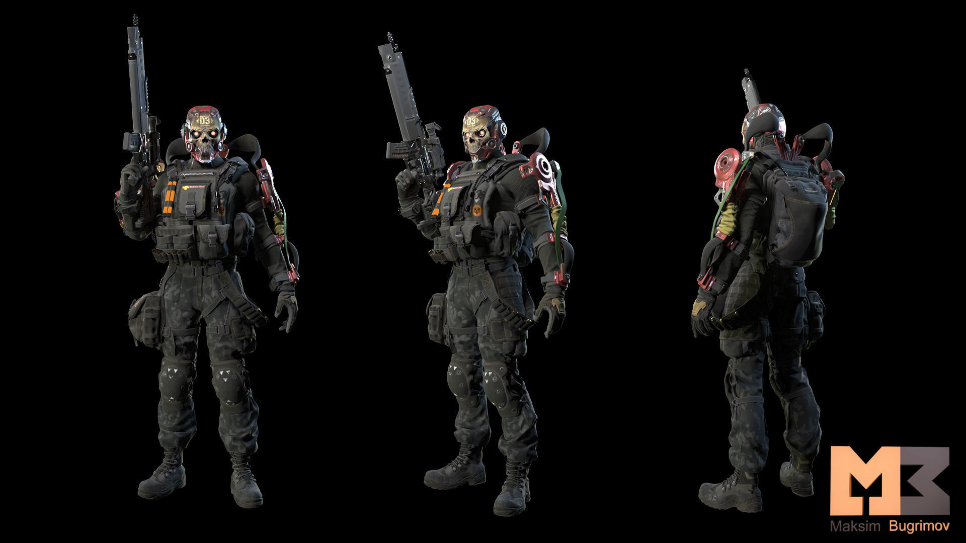 Soldier Future 01 Low-poly 3D model_7