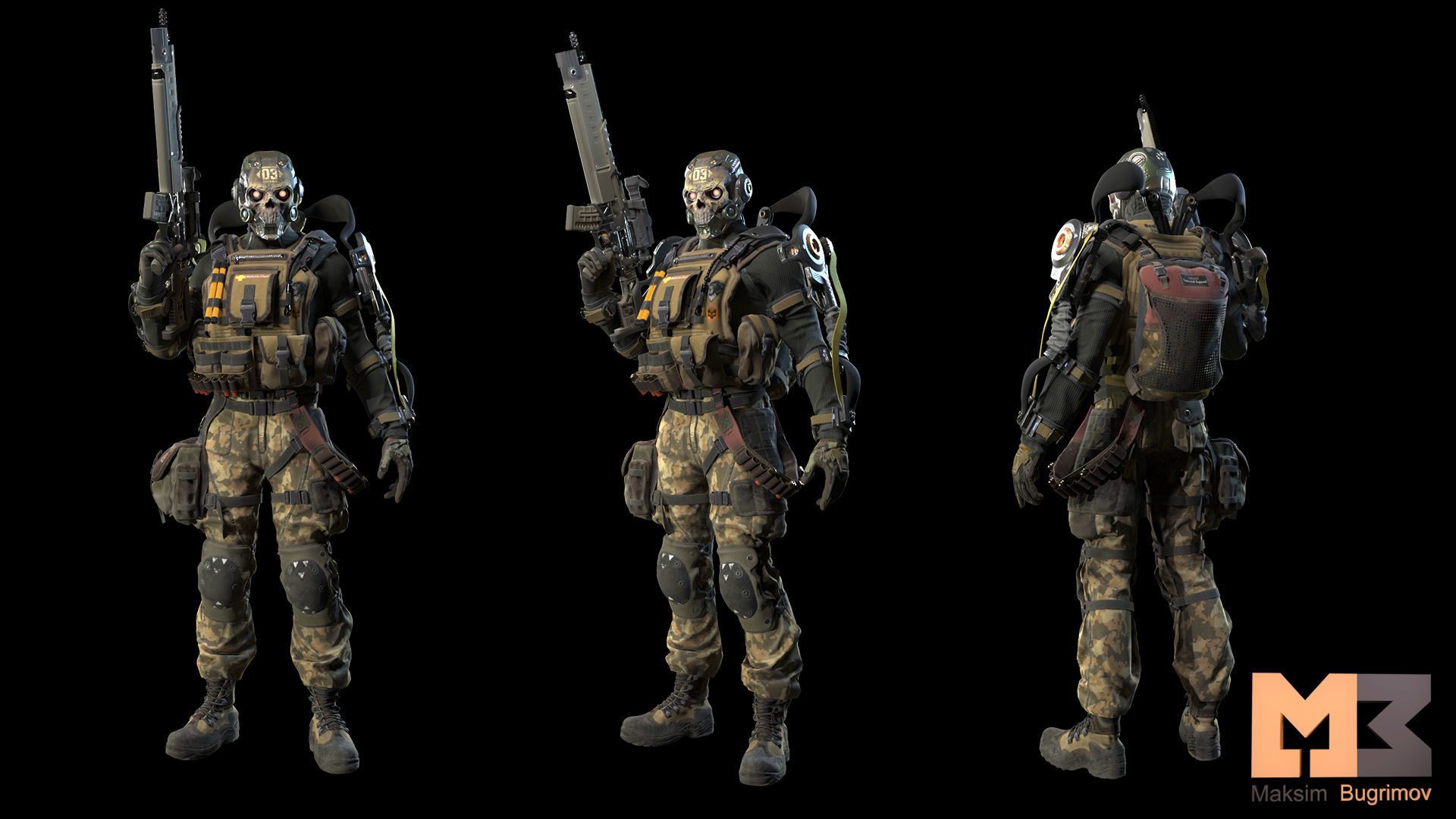 Soldier Future 01 Low-poly 3D model_4