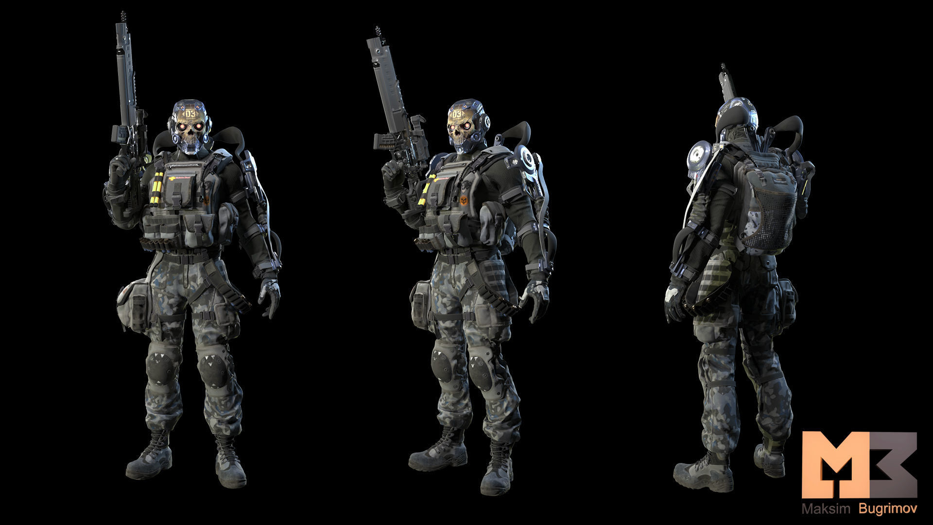 Soldier Future 01 Low-poly 3D model_6