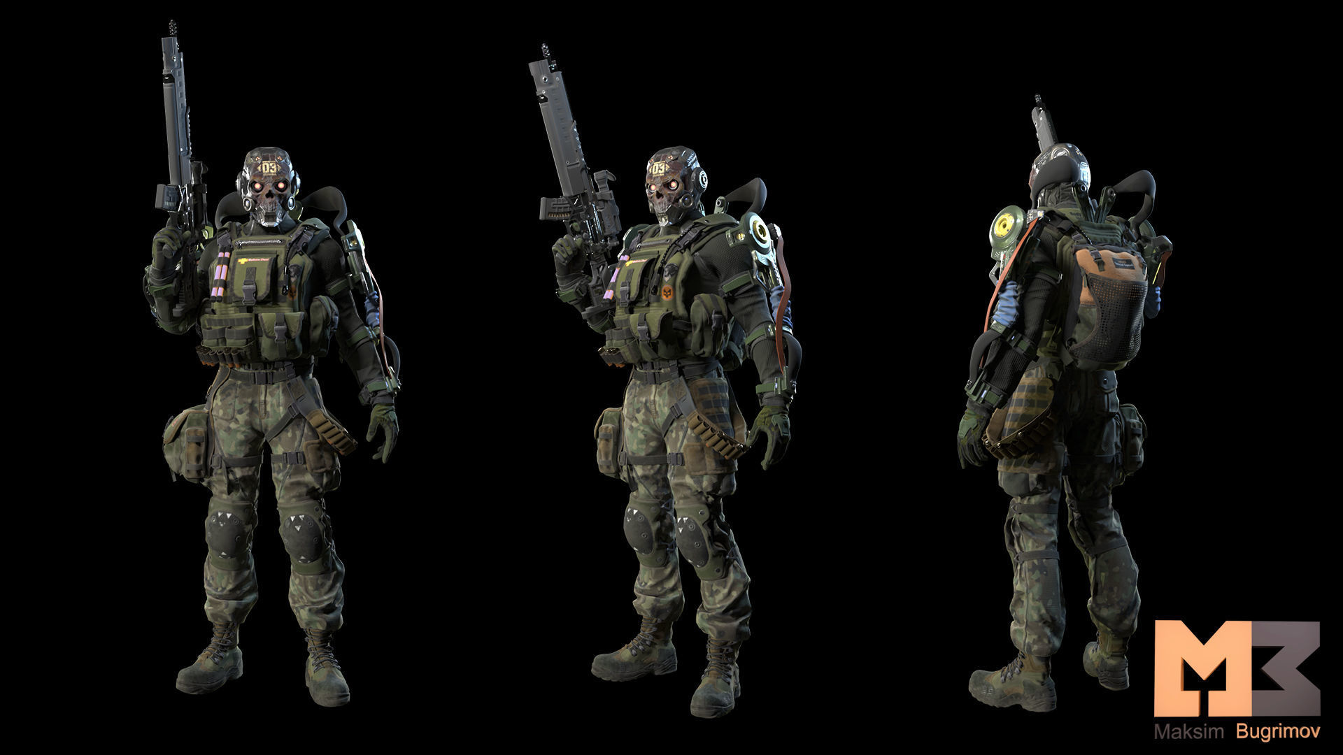 Soldier Future 01 Low-poly 3D model_5
