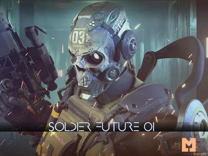 Soldier Future 01 Low-poly 3D model_0