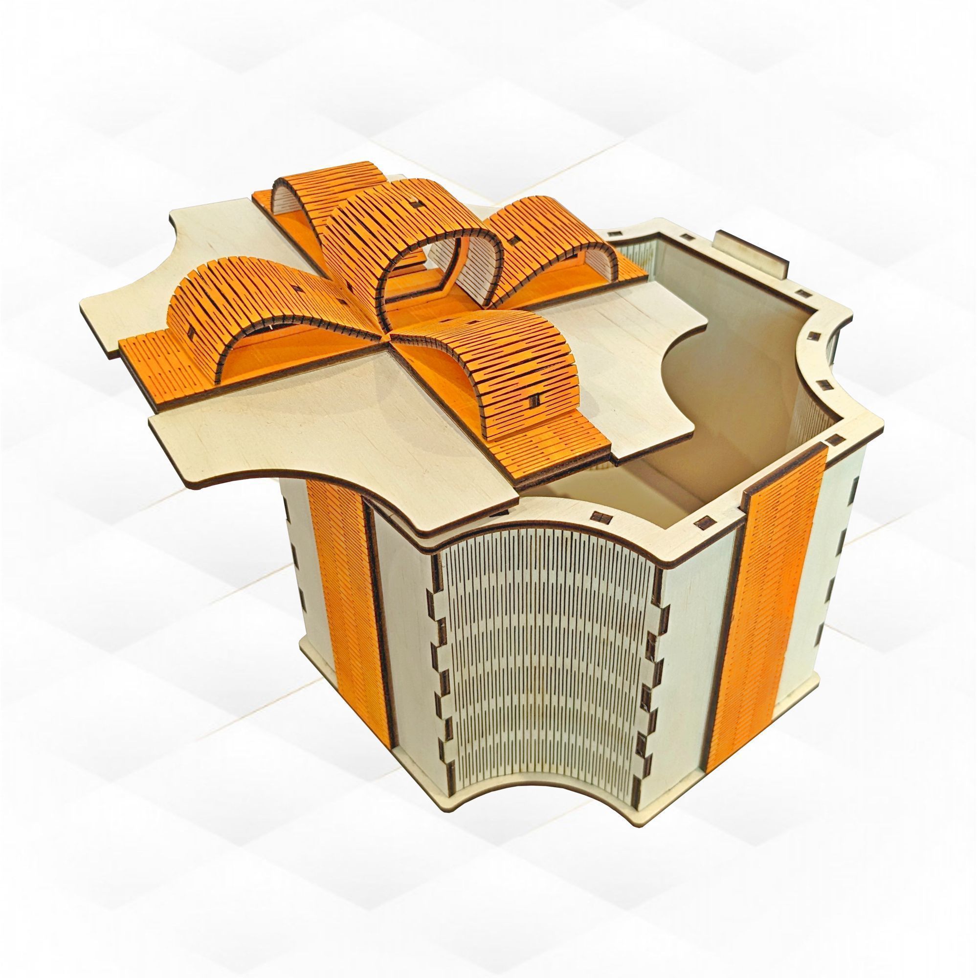 Gift box Bow svg dxf files laser cutting 3D print model_3
