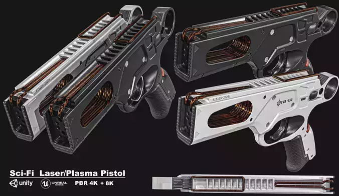 Sci-Fi Laser Plasma Pistol  Low-poly 3D model