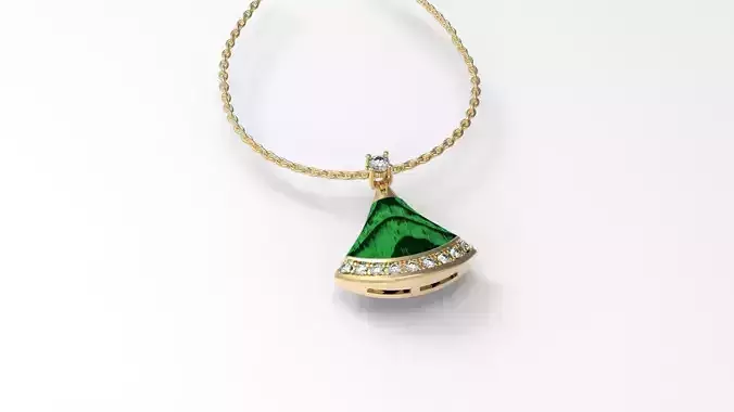 Pendant with Malachite and Paved Diamonds 3D print model