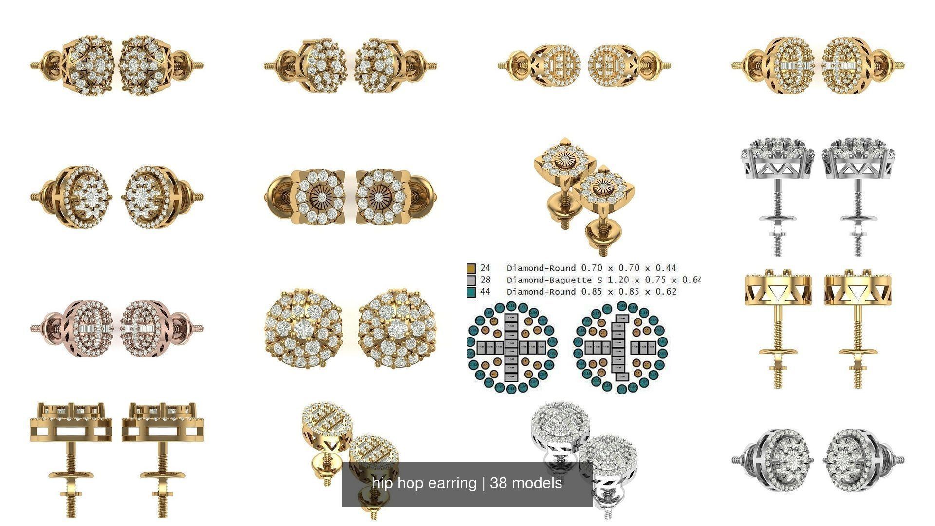 hip hop earring 3D Model Collection_4