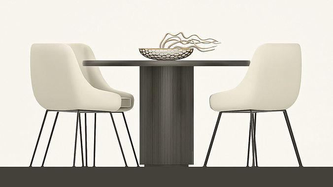 Dining Room table chairs lounge Low-poly 3D model 4
