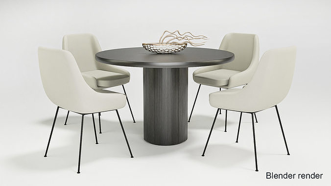 Dining Room table chairs lounge Low-poly 3D model 3