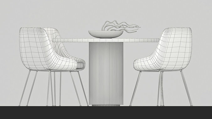 Dining Room table chairs lounge Low-poly 3D model 5