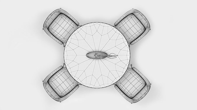 Dining Room table chairs lounge Low-poly 3D model 7