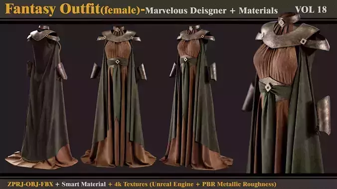 Fantasy Outfit-MD-Clo3d-Smart Material-Textures-OBJ-FBX 3D model