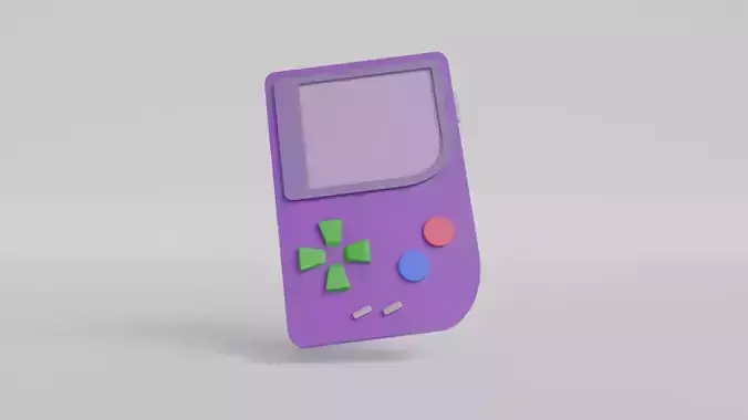 3D Low Poly Purple Game Console Arcade Model