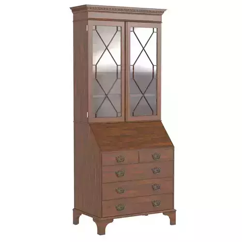 Georgian Bureau Bookcase Period Mahogany Antique 1800 3D model
