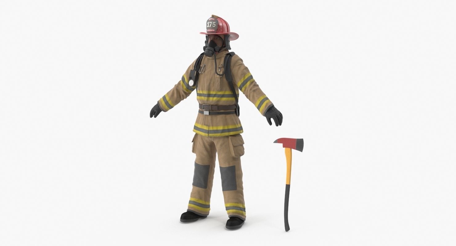 Firefighter Clean Low-poly 3D model_12