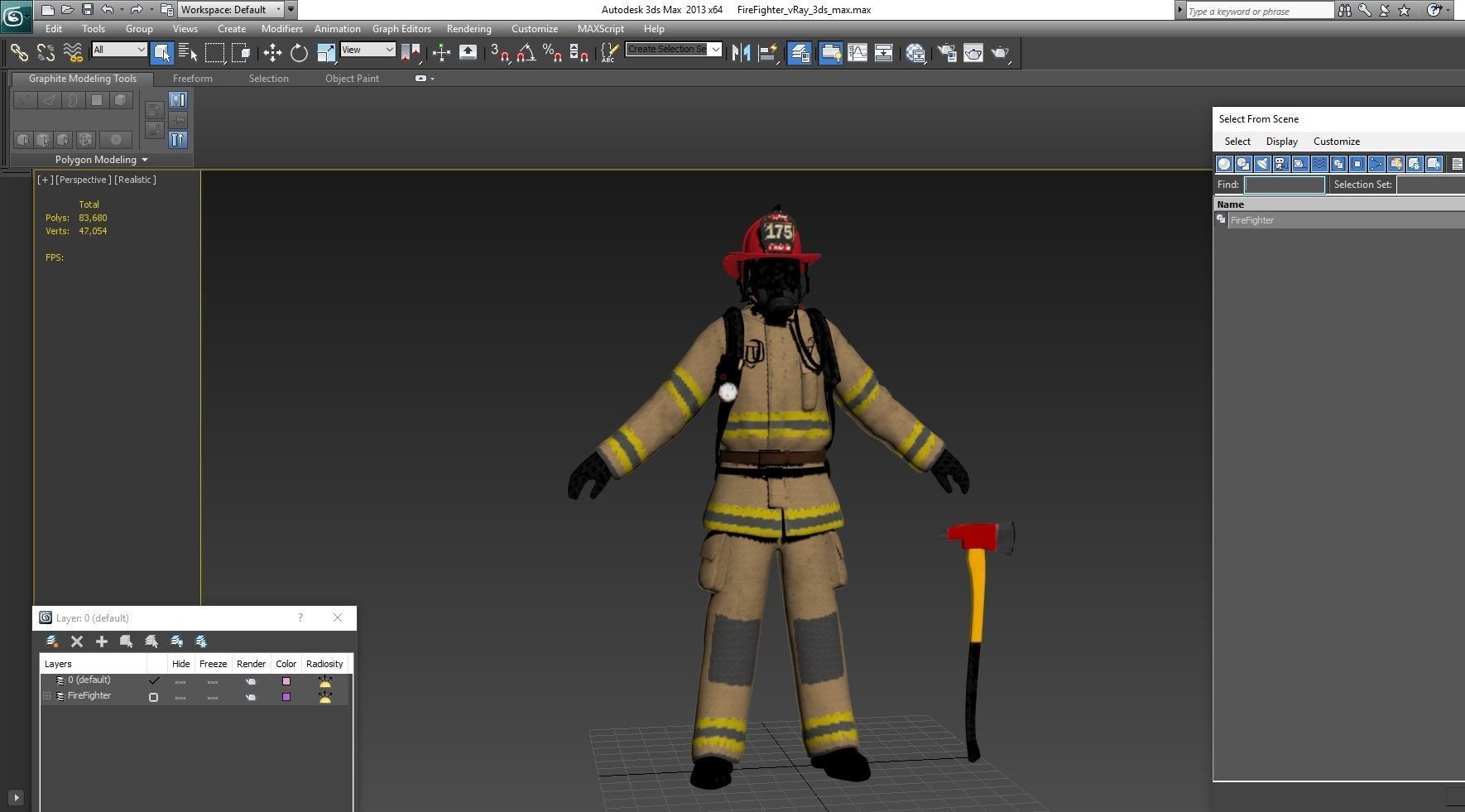 Firefighter Clean Low-poly 3D model_43