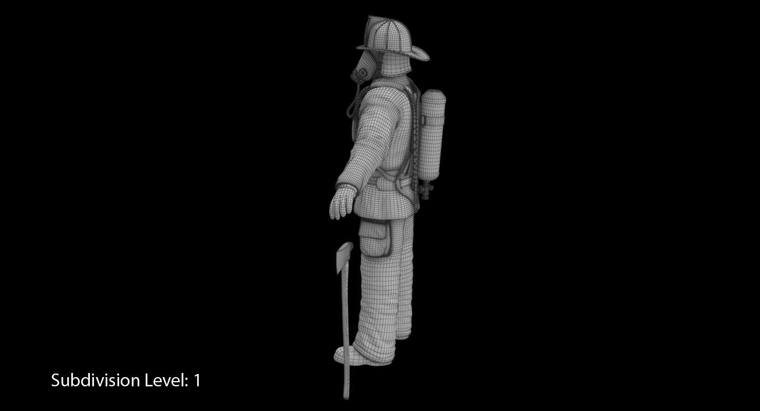 Firefighter Clean Low-poly 3D model_27