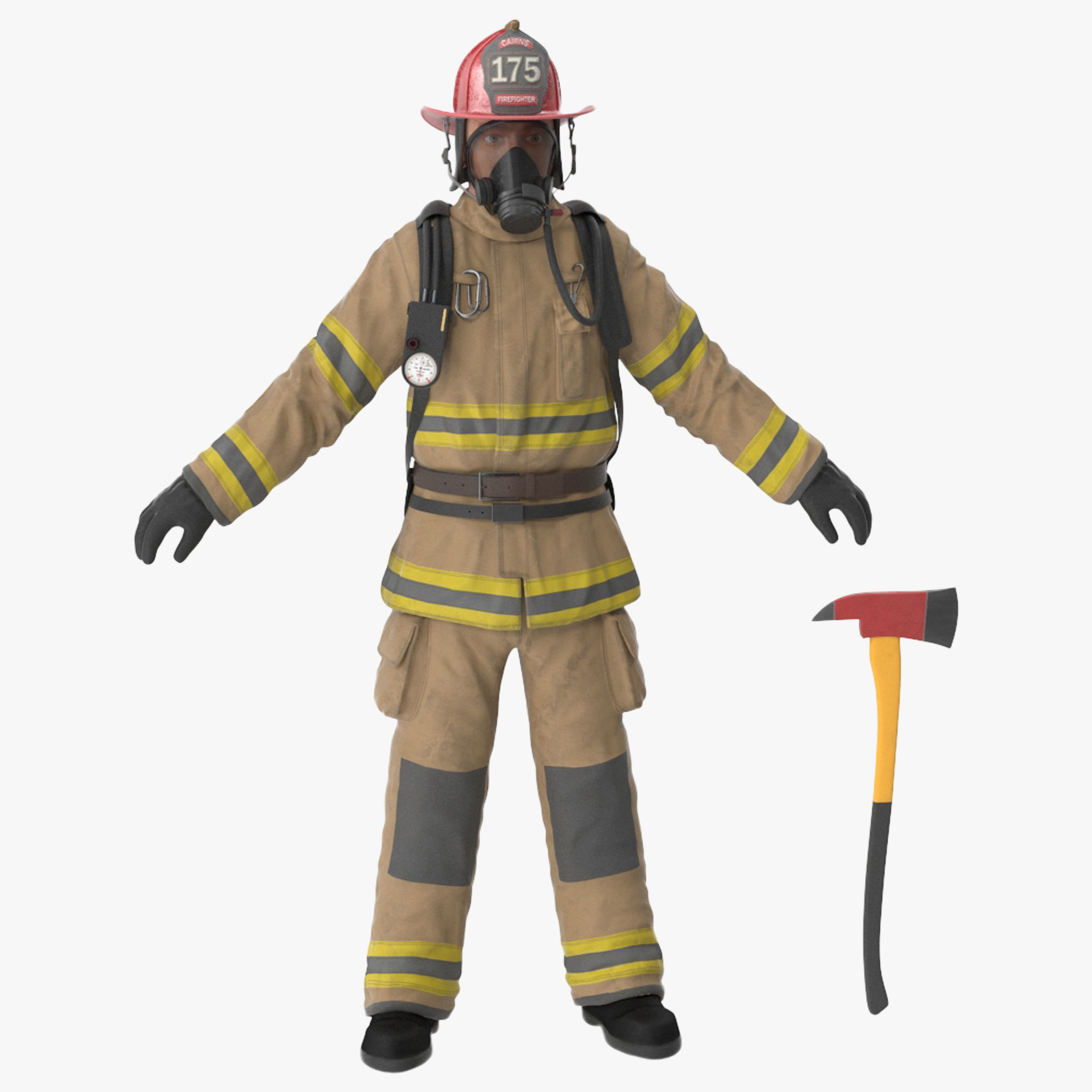 Firefighter Clean Low-poly 3D model_40