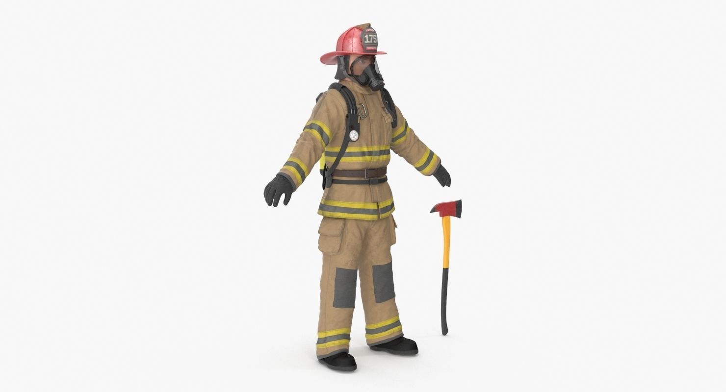 Firefighter Clean Low-poly 3D model_14