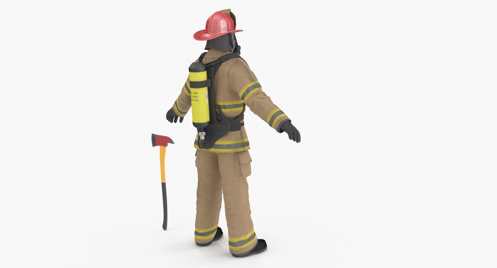 Firefighter Clean Low-poly 3D model_6