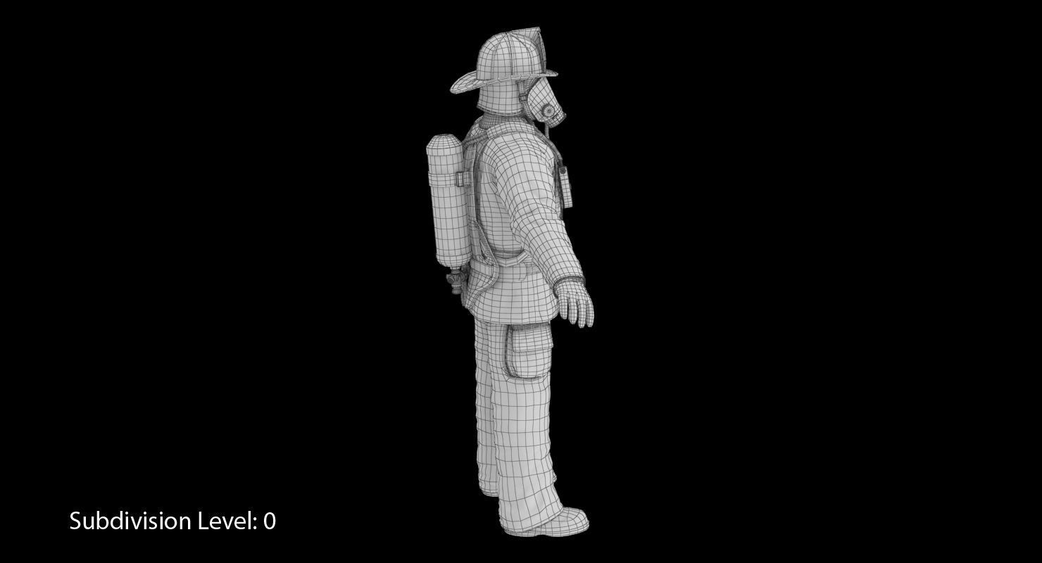 Firefighter Clean Low-poly 3D model_32