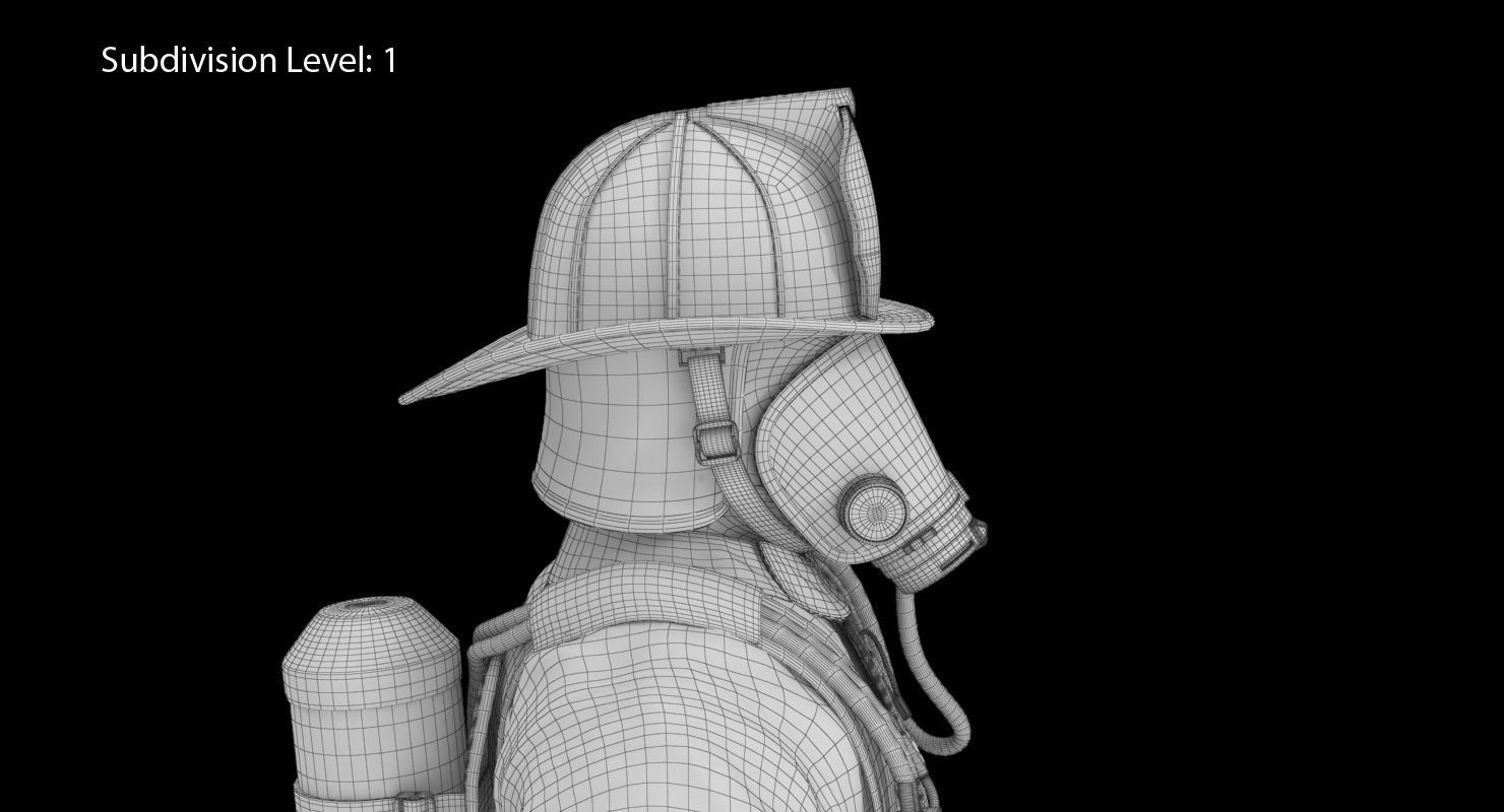 Firefighter Clean Low-poly 3D model_35