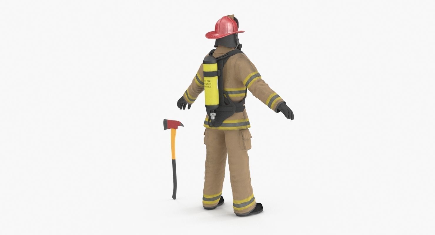 Firefighter Clean Low-poly 3D model_17