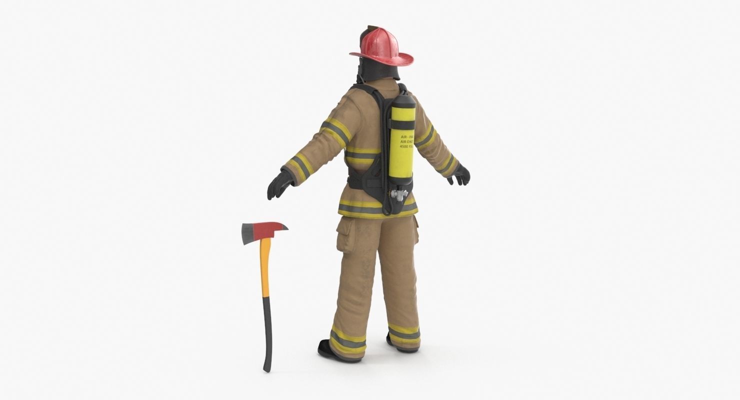 Firefighter Clean Low-poly 3D model_19