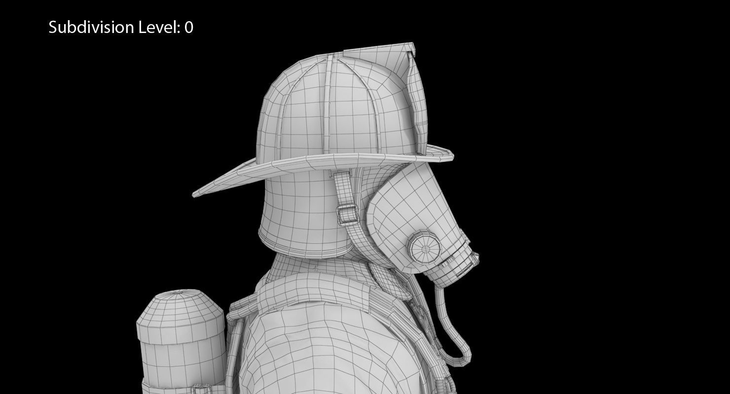 Firefighter Clean Low-poly 3D model_34