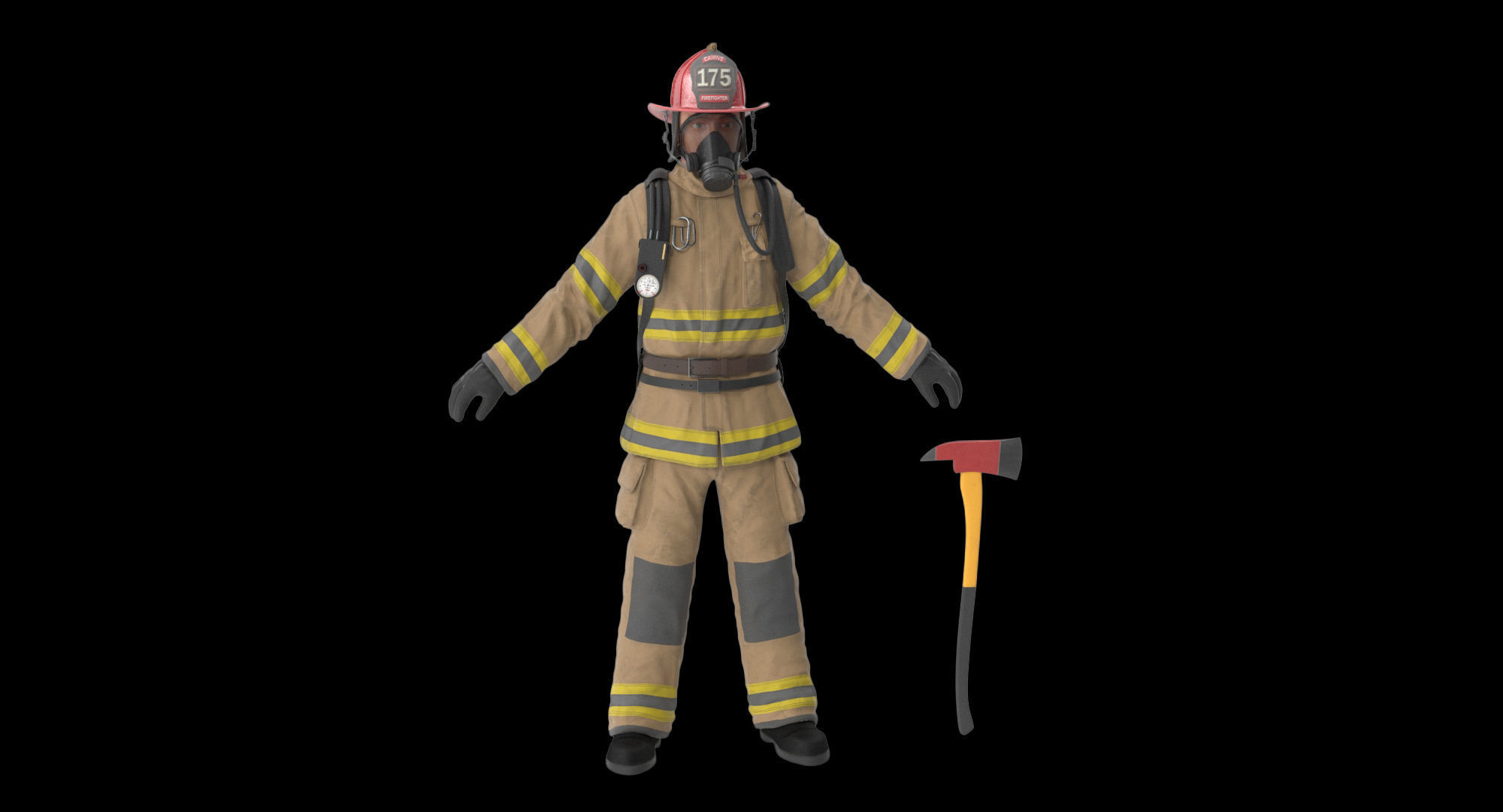 Firefighter Clean Low-poly 3D model_1
