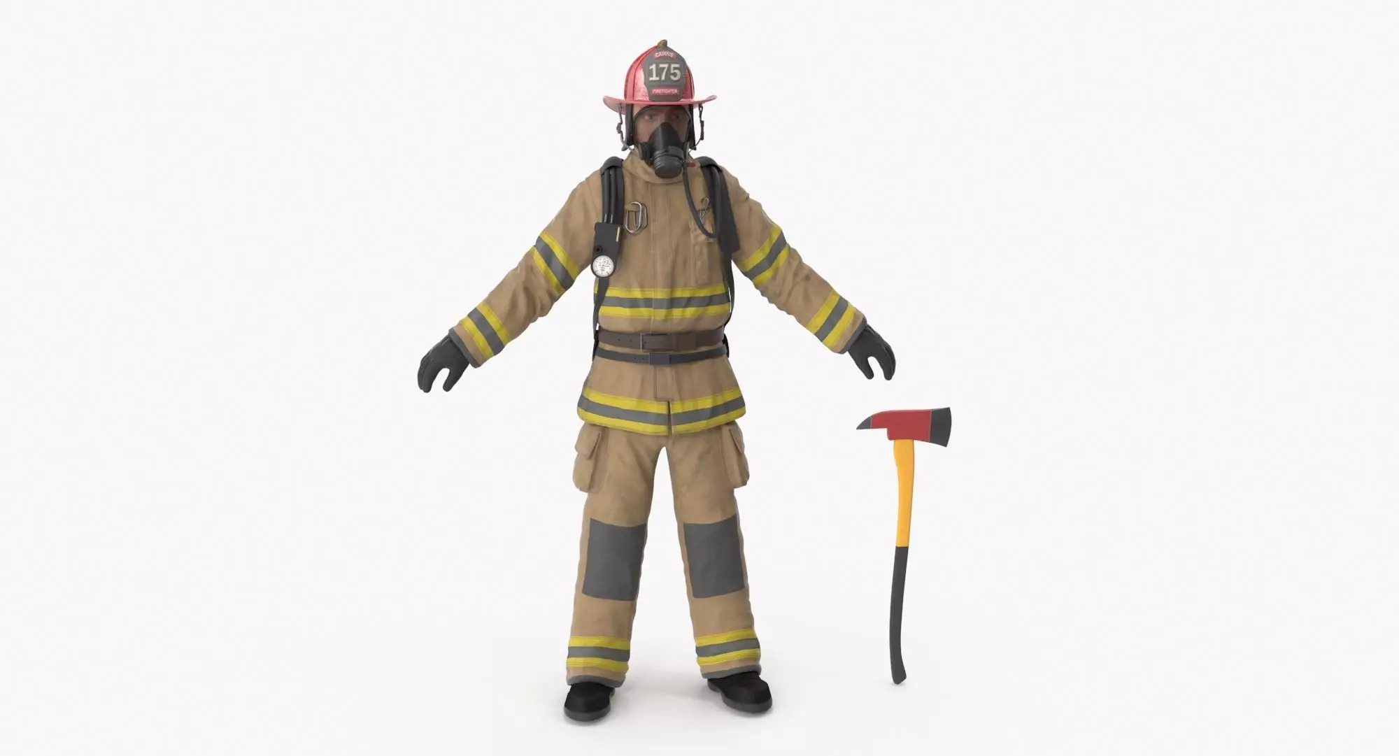 Firefighter Clean Low-poly 3D model_0