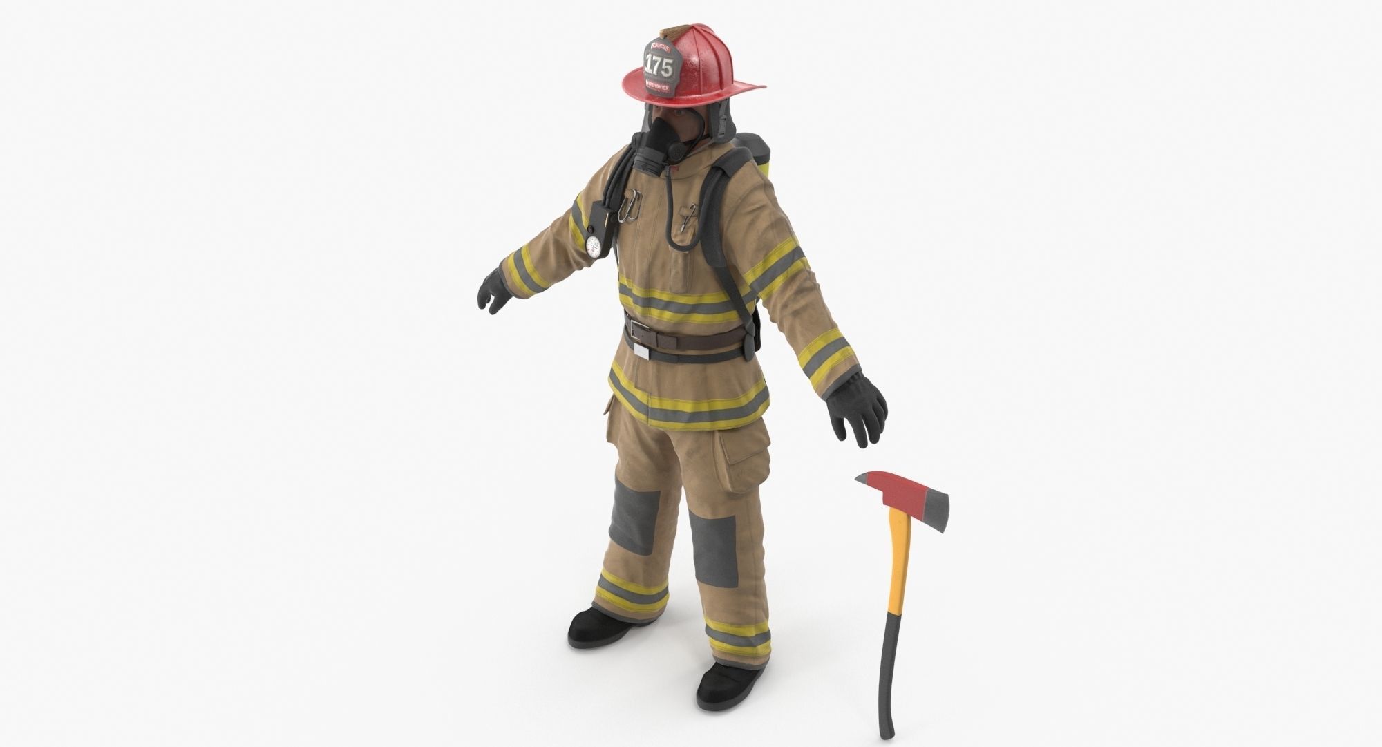 Firefighter Clean Low-poly 3D model_3