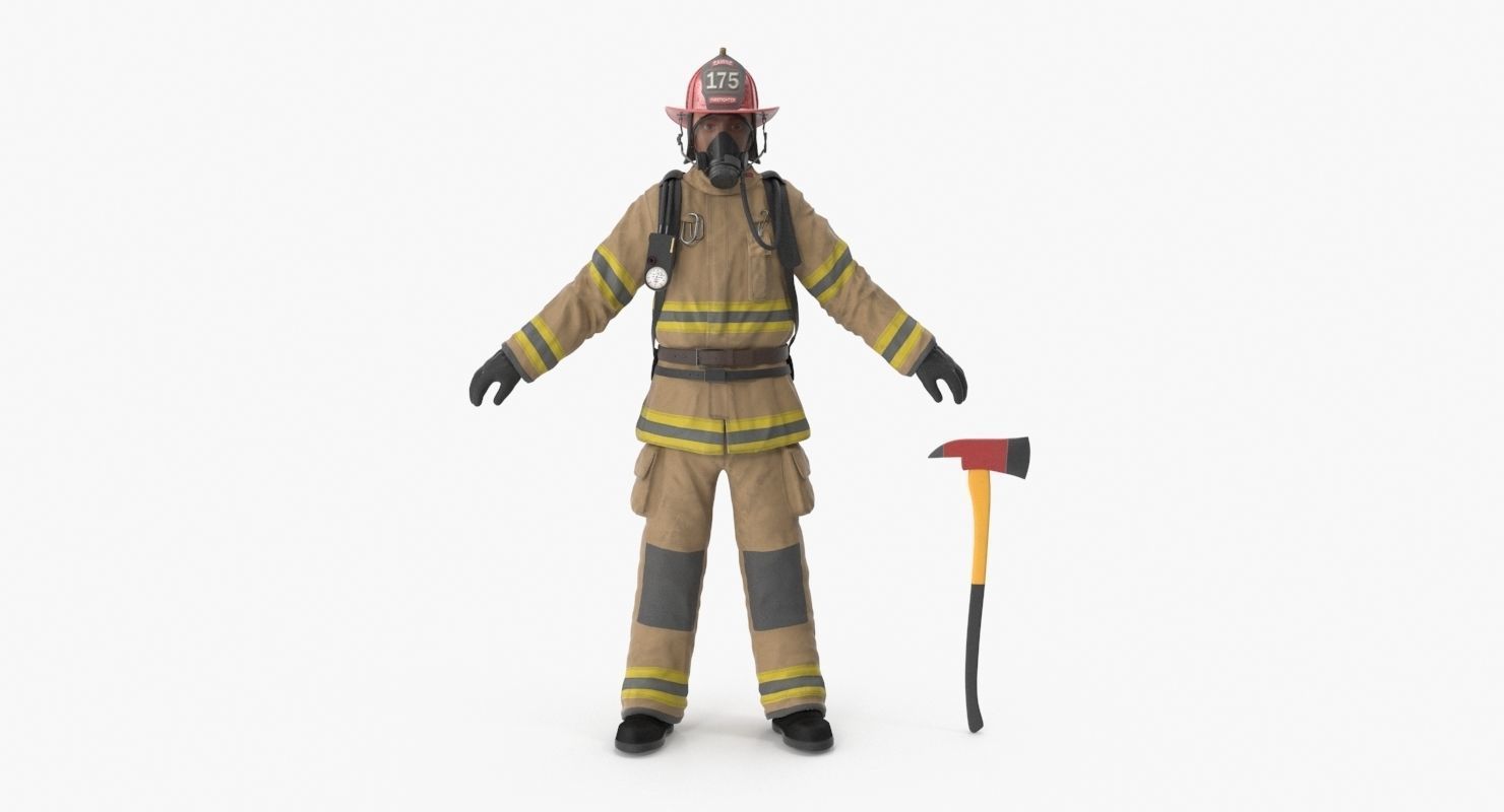 Firefighter Clean Low-poly 3D model_13