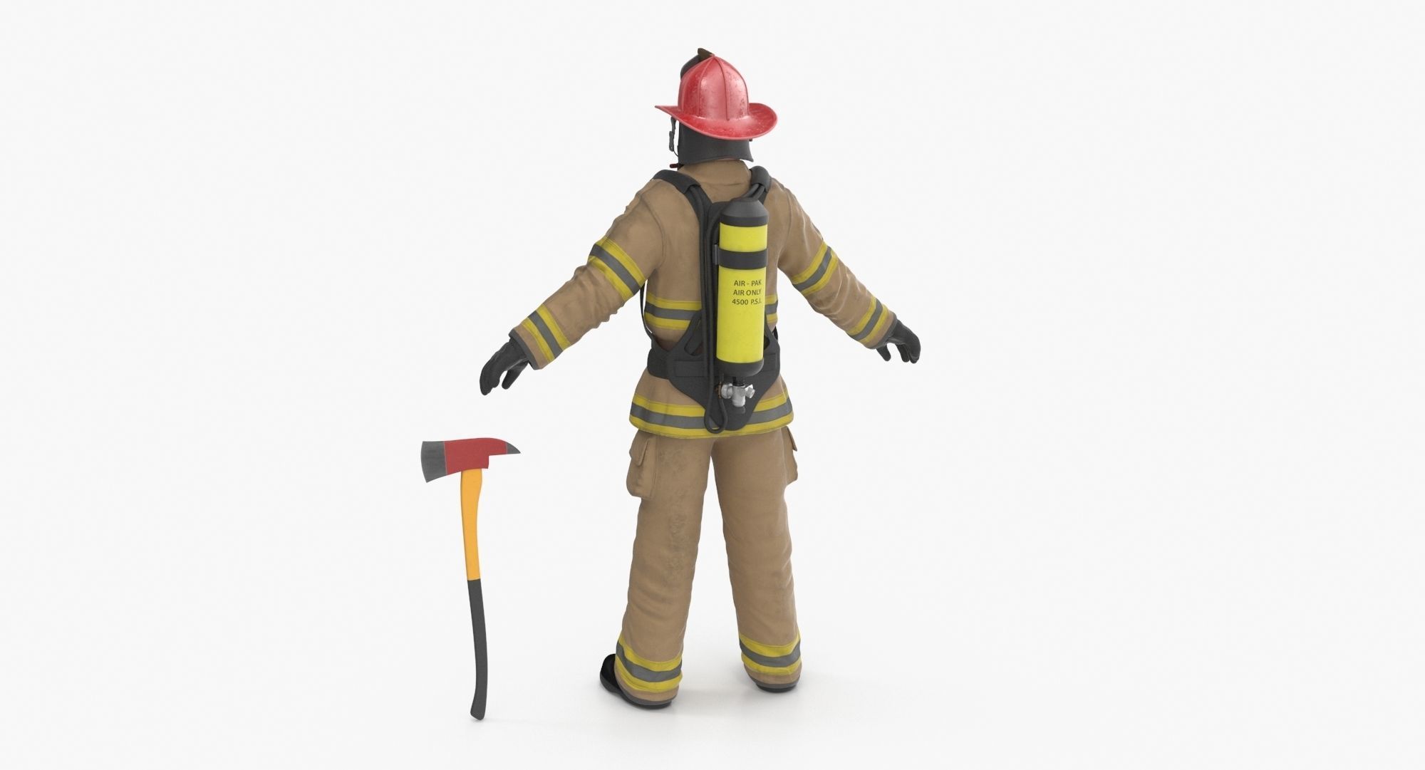 Firefighter Clean Low-poly 3D model_5