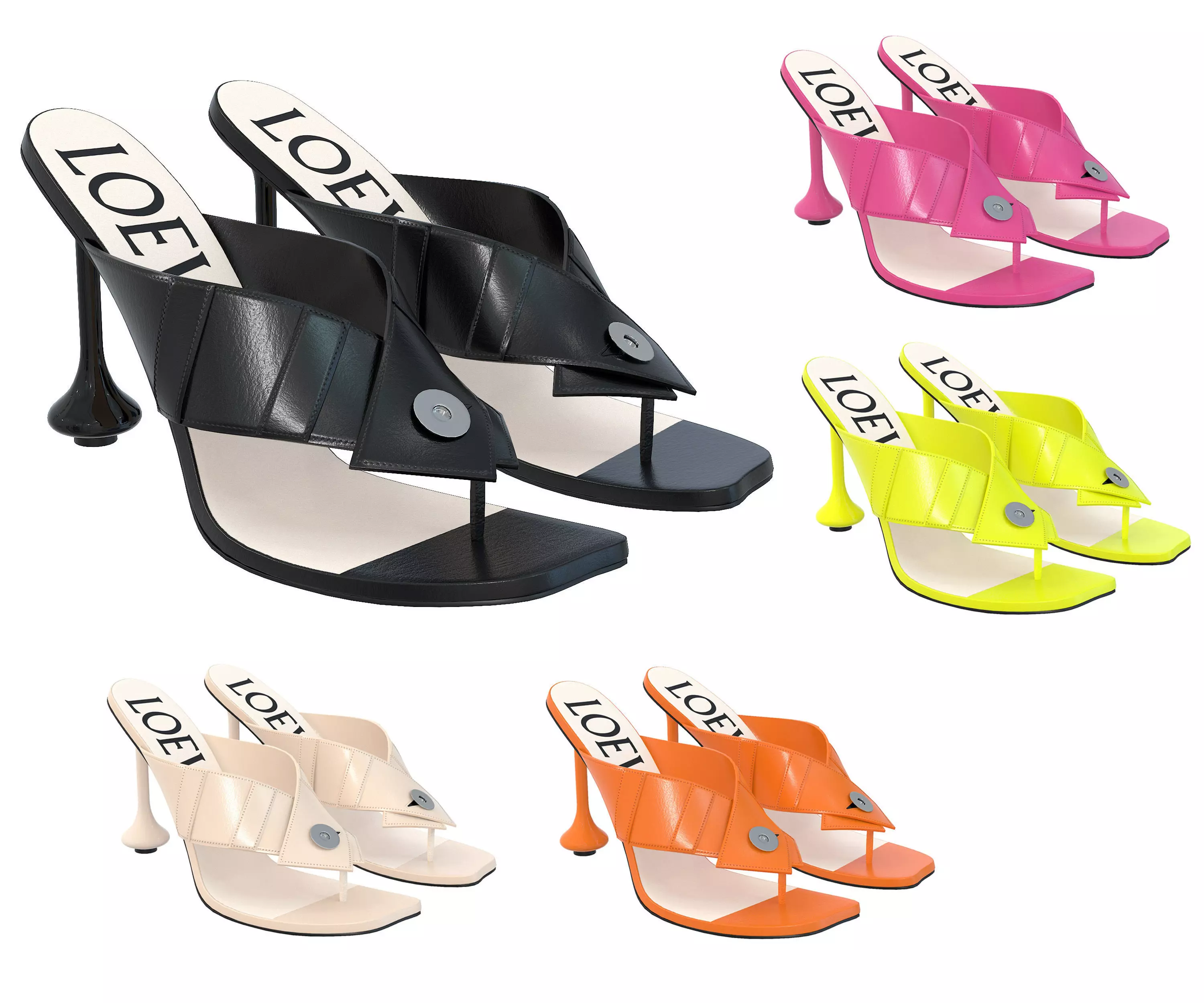 Loewe Heel Sandal in Lambskin Low-poly 3D model