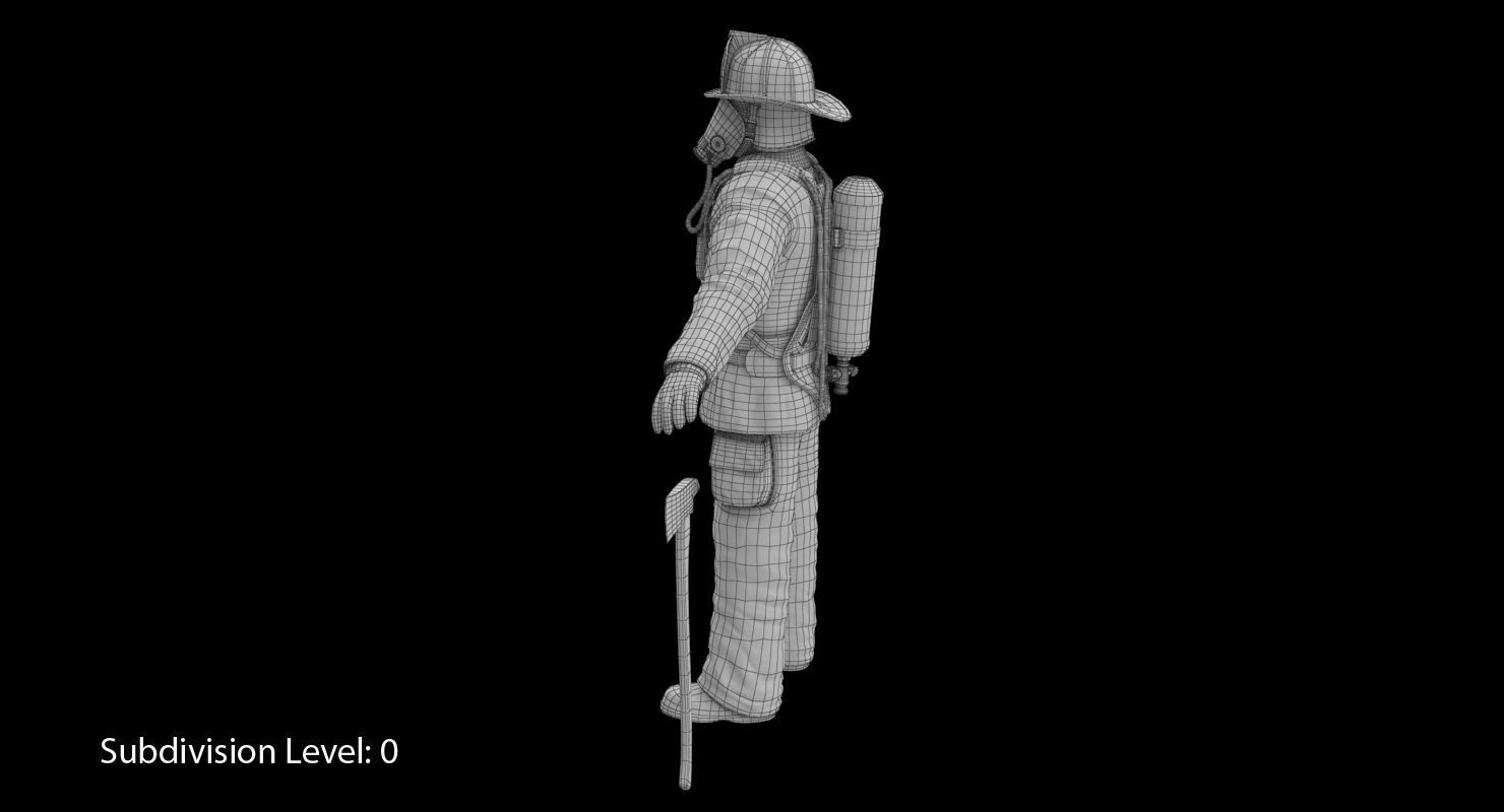 Firefighter Black Suite Clean Low-poly 3D model_26