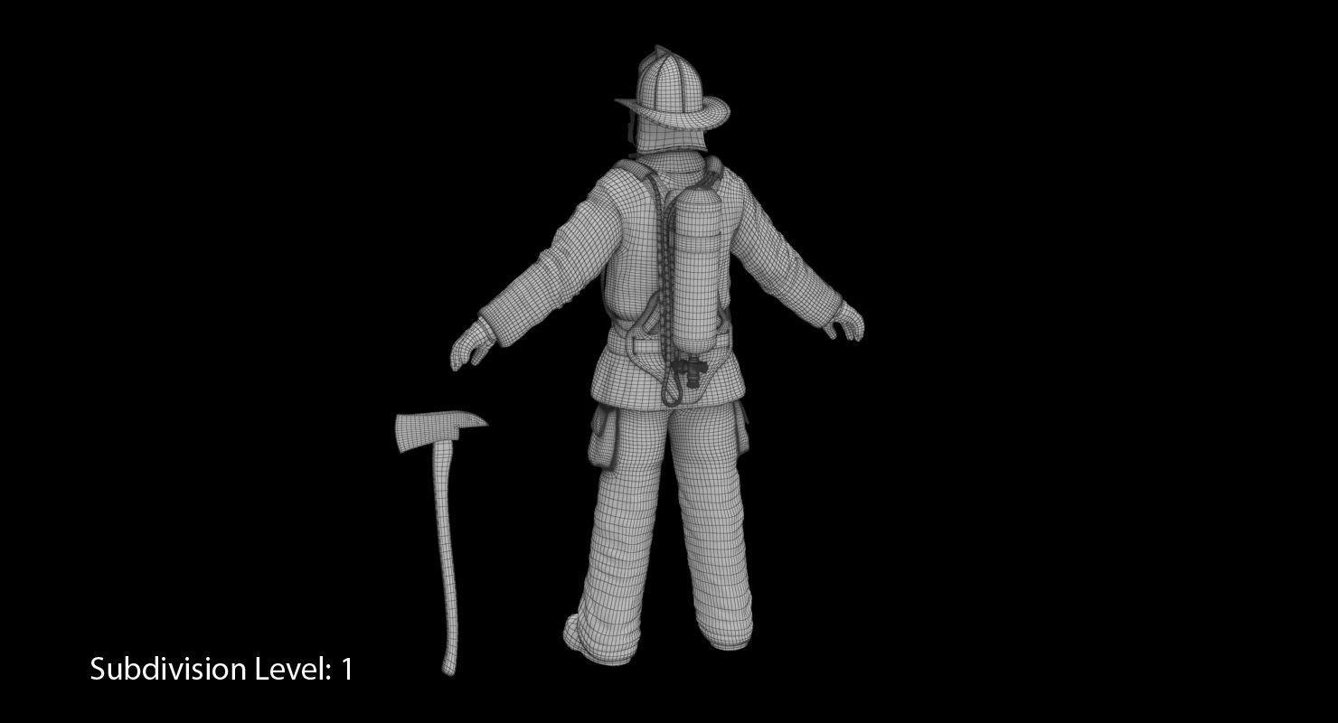 Firefighter Black Suite Clean Low-poly 3D model_29