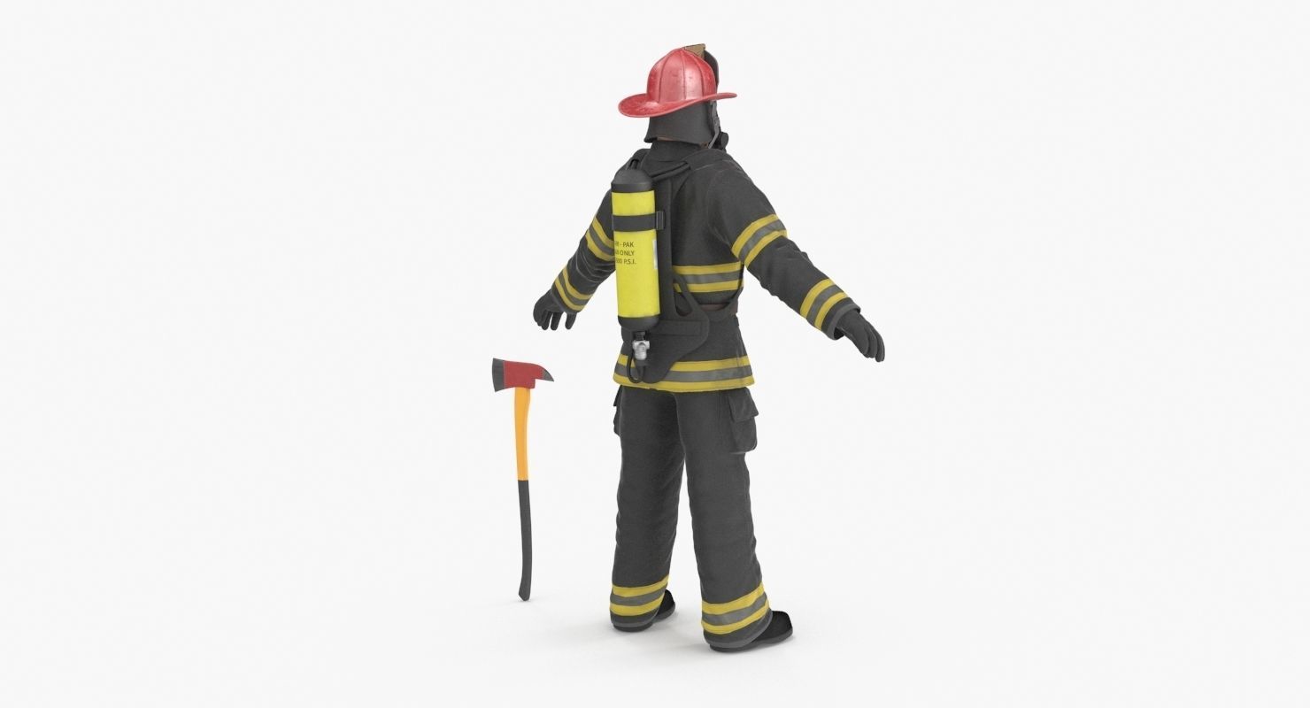 Firefighter Black Suite Clean Low-poly 3D model_16