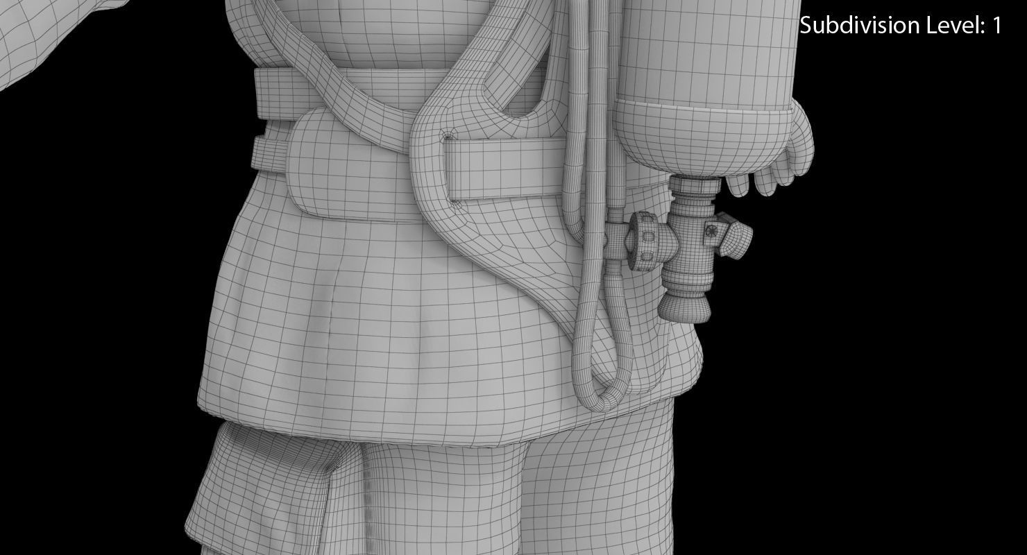 Firefighter Black Suite Clean Low-poly 3D model_39