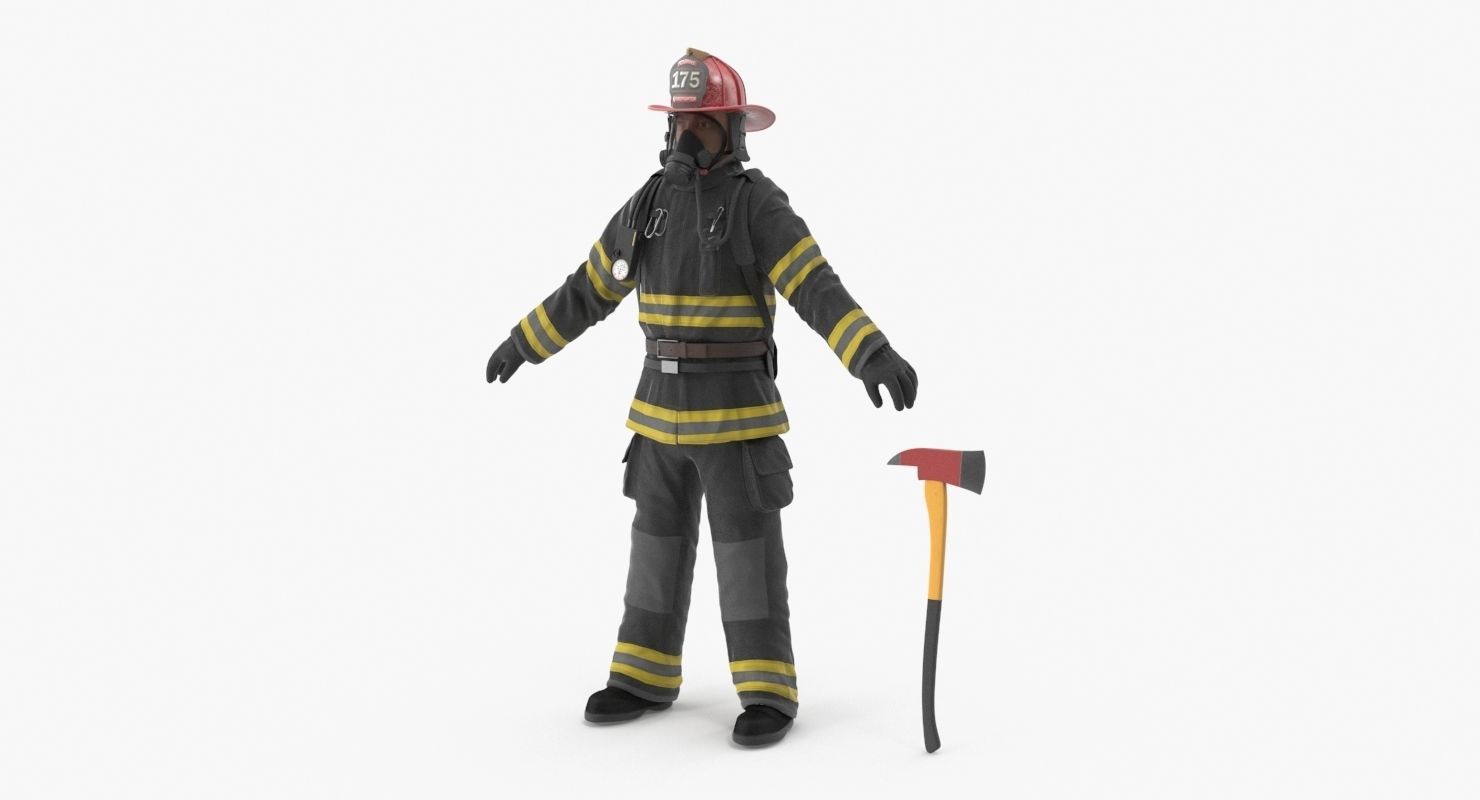 Firefighter Black Suite Clean Low-poly 3D model_11