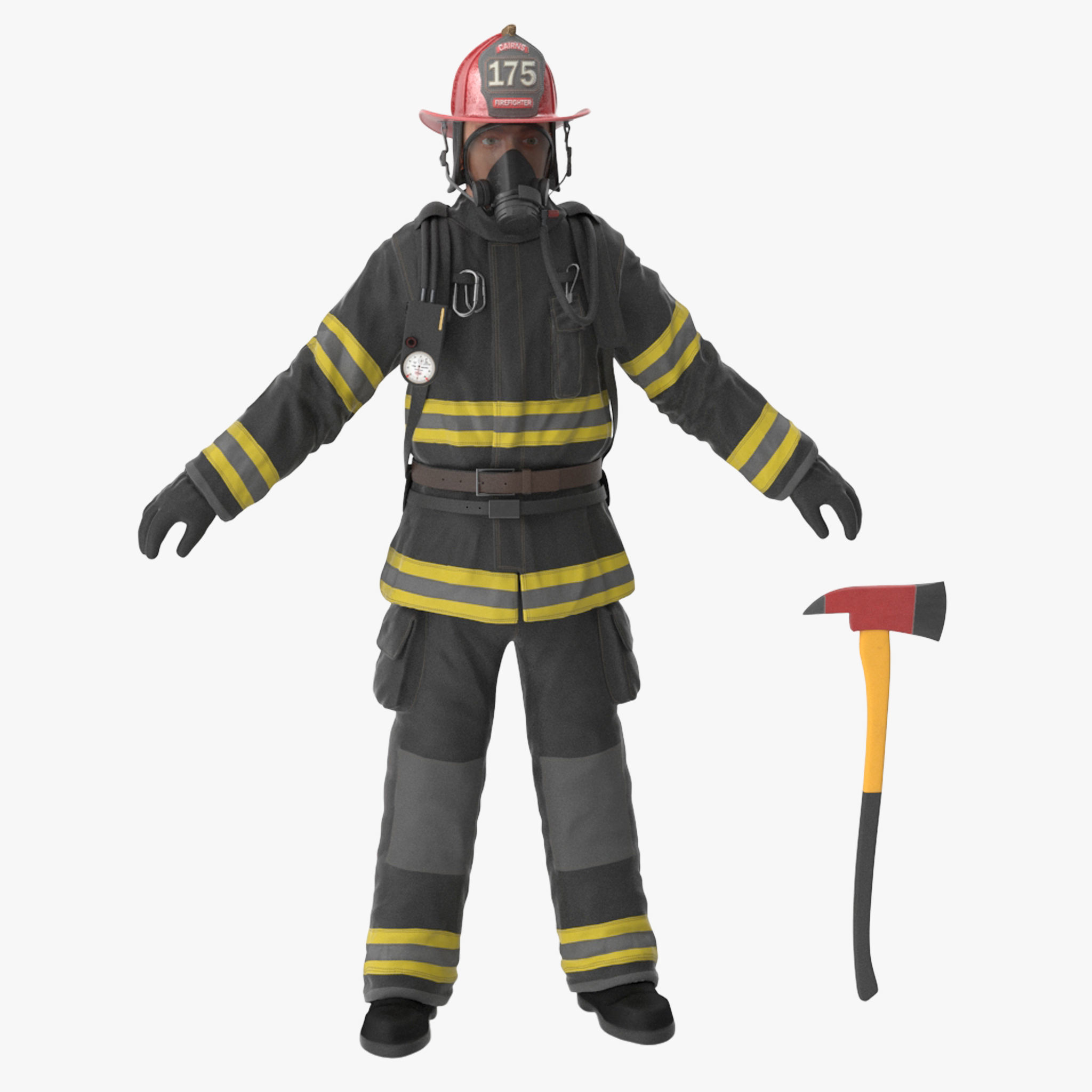 Firefighter Black Suite Clean Low-poly 3D model_40
