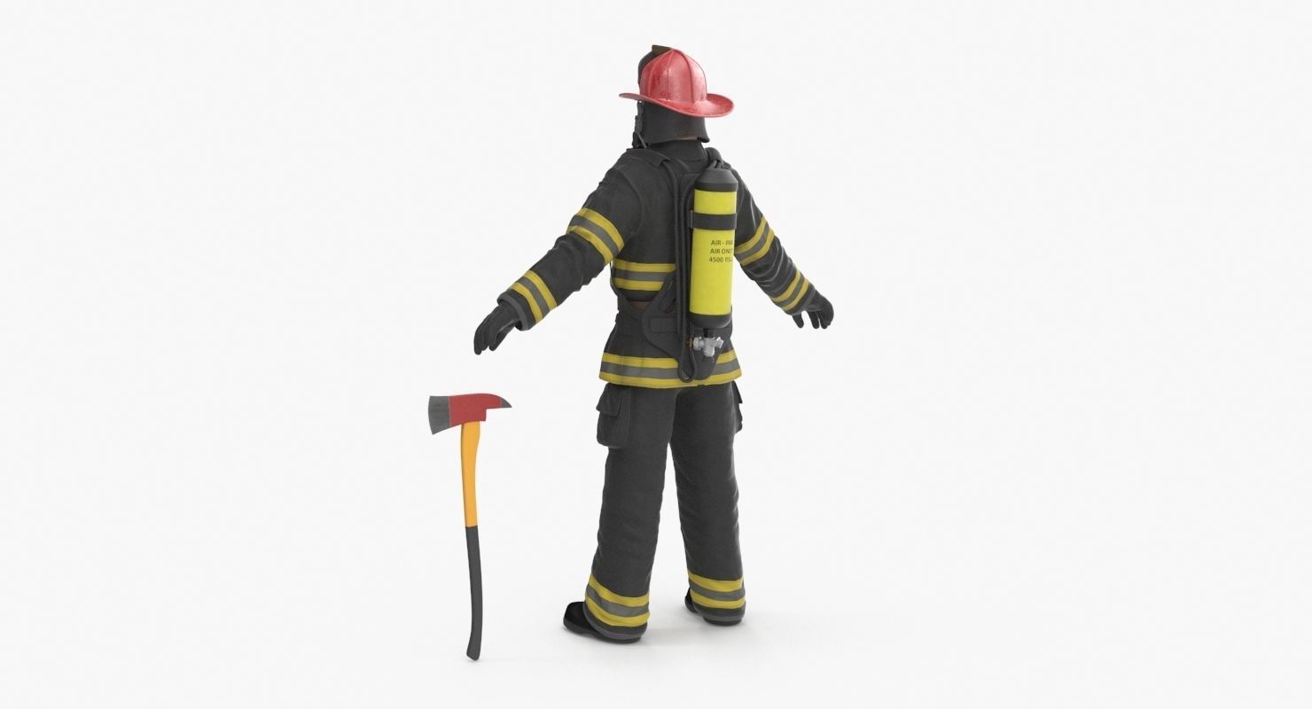 Firefighter Black Suite Clean Low-poly 3D model_18