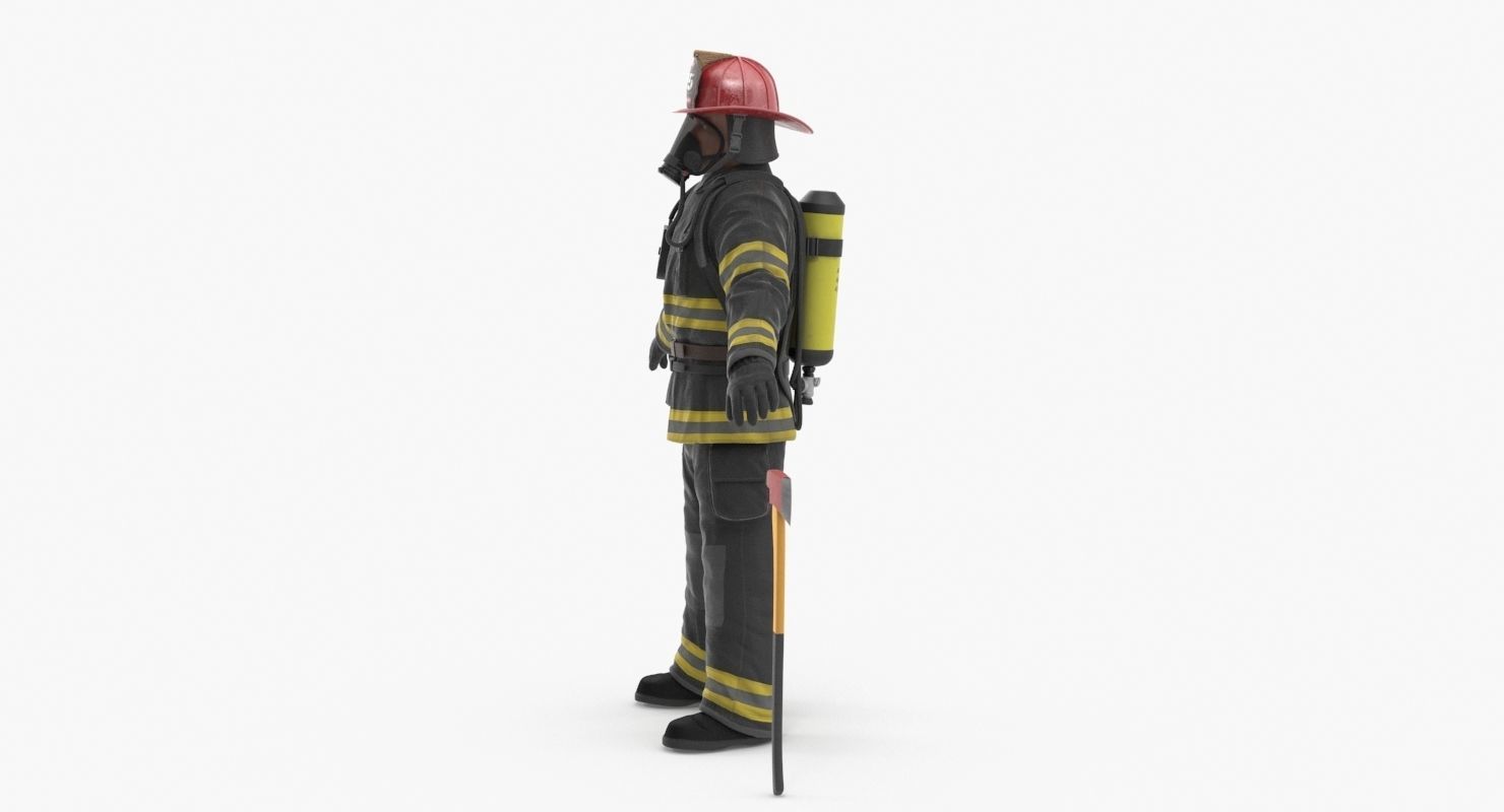 Firefighter Black Suite Clean Low-poly 3D model_20