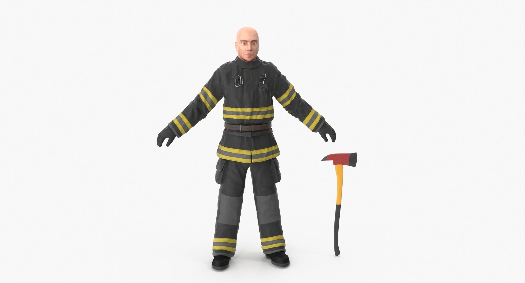 Firefighter Black Suite Clean Low-poly 3D model_2