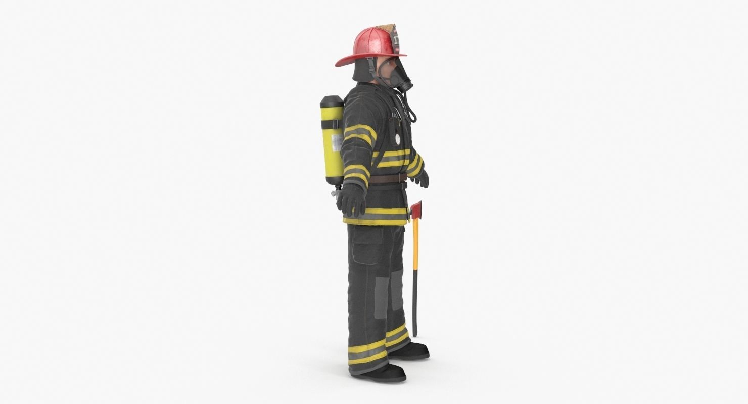 Firefighter Black Suite Clean Low-poly 3D model_14